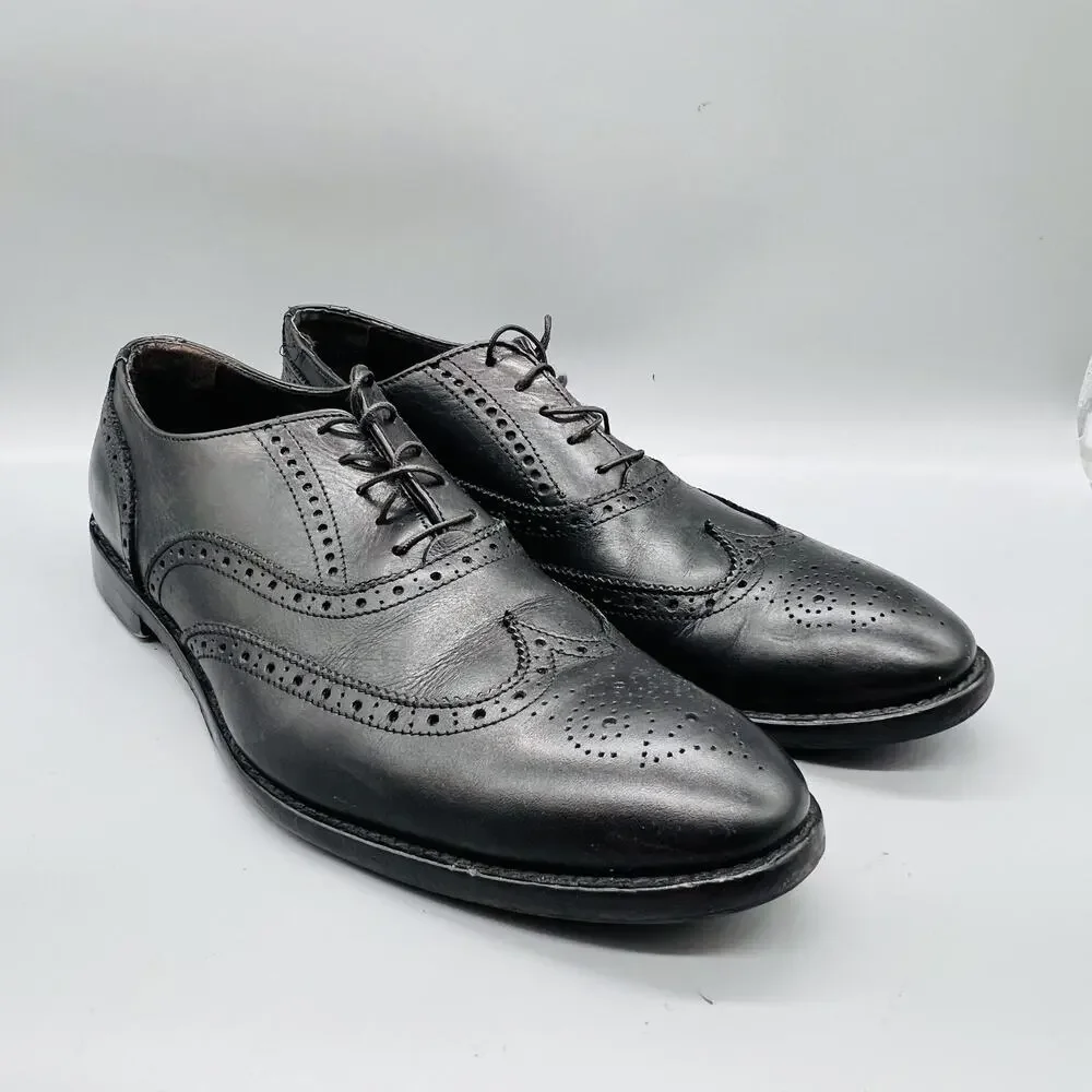 To Boot New York Shoes Mens 12 Black Leather Adam Derrick Wingtip Oxford Dress